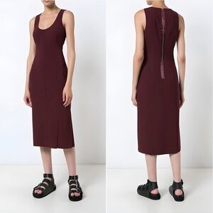 Elizabeth and James | Mireille Scoop-Neck Ponte Midi Dress in Burgundy | Sz 4